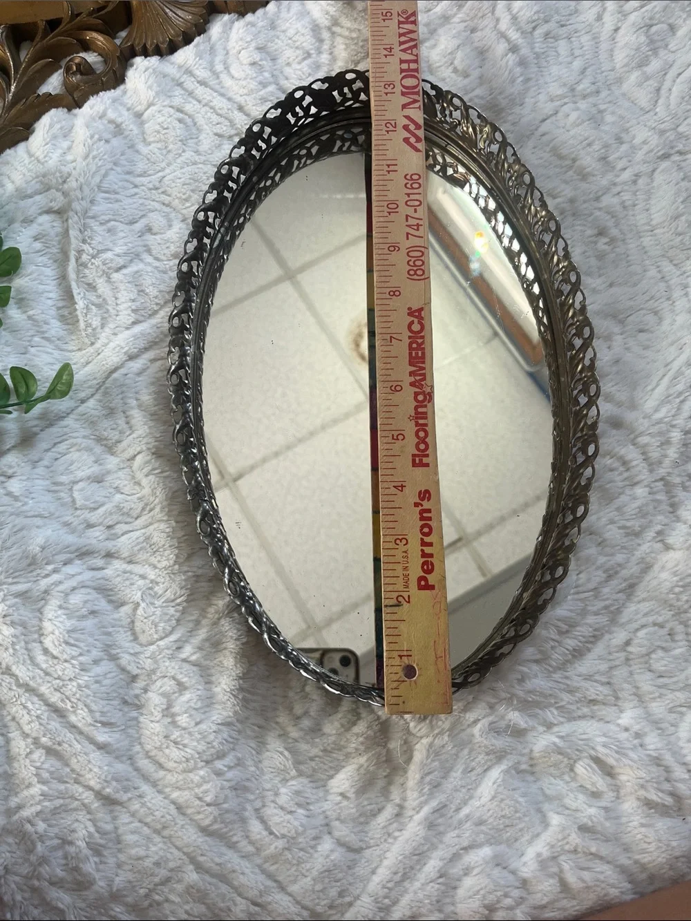 Vintage Round Ornate Mirror Vanity Tray